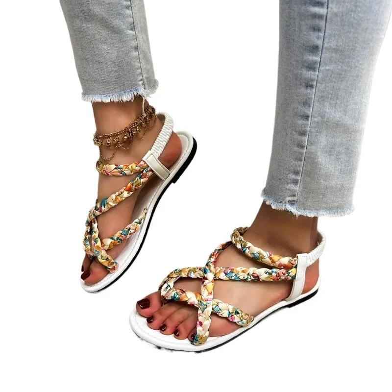 Fashion Ladies Shoes New Hot Sale Slip On Women's Sandals Fashion Printing Casual Women Summer Footwear Best Seller Designer Flat Sandal