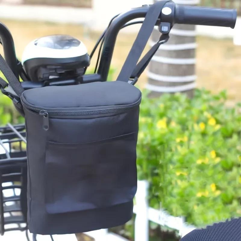 Versatile Oxford Fabric Bike Handlebar Bag Large Capacity Zippered Front Storage for Bike Electric & Motorcycles Bicycle Bag