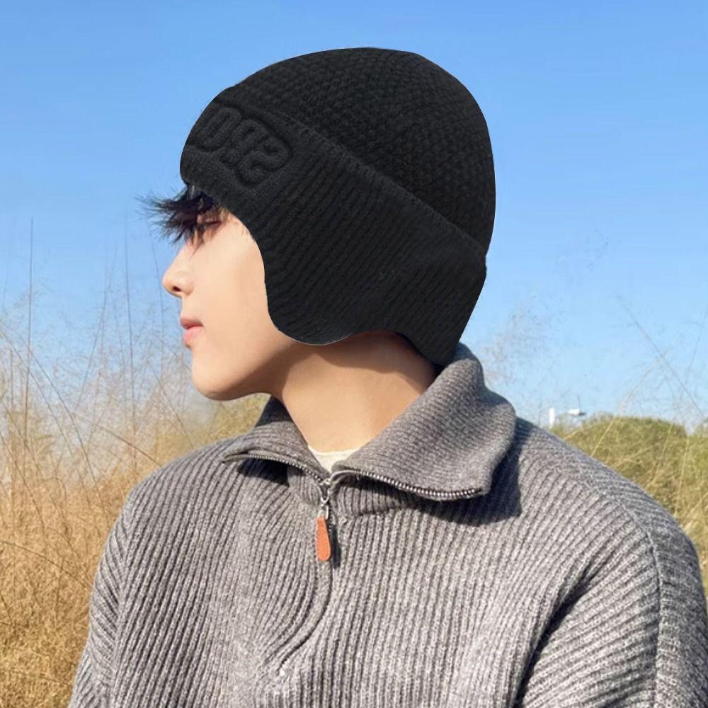 Soft Earflap Cap Windproof Knitted Hat Outdoor Winter Hat for Men