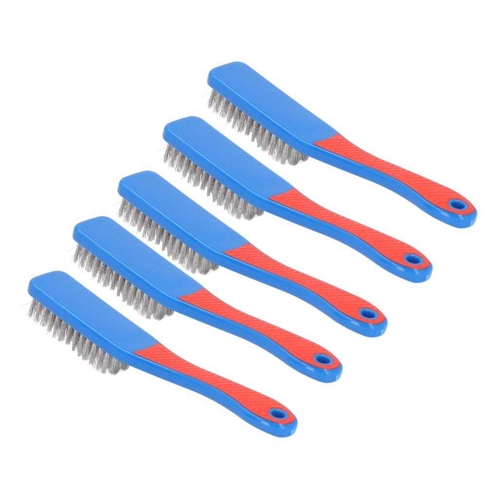 5Pcs Wire Brush Stainless Steel Bristle Silicone Handle Cleaning Tool for Woodworking