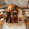 Rustic Autumn Tiered Tray Decor Halloween Wooden Witch Statue, Retro Felt Style Black Cat Ghost Decorative Figures Bat for Shelf Desk, Spooky Festive