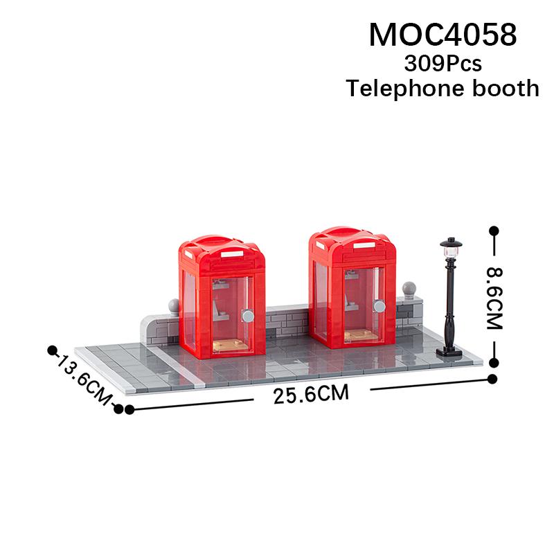 MOOI Stadt Öffentliche Einrichtungen Mobile Toiletten Telefonzellen Mülleimer Schaukelstühle Modellbausteine Montessori-Spielzeug MOC-Bausteine
