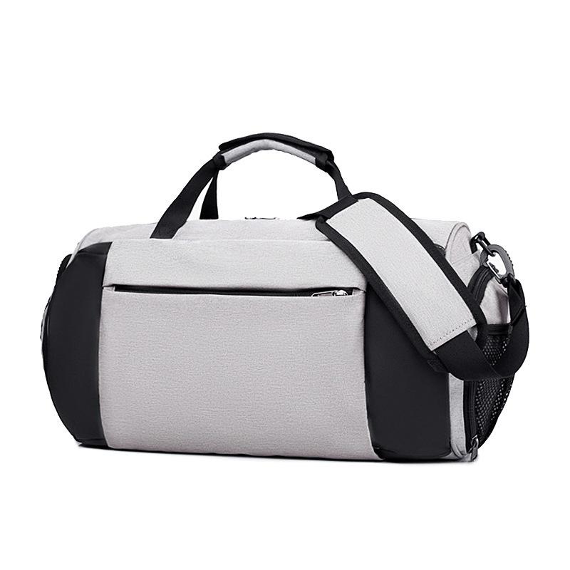 Trendy Portable Outdoor Sport Travel Bag Practical Independent Shoe Pocket Duffel Bag Dry-wet Separation Luggage Bag Cylindrical Touring Business Pack