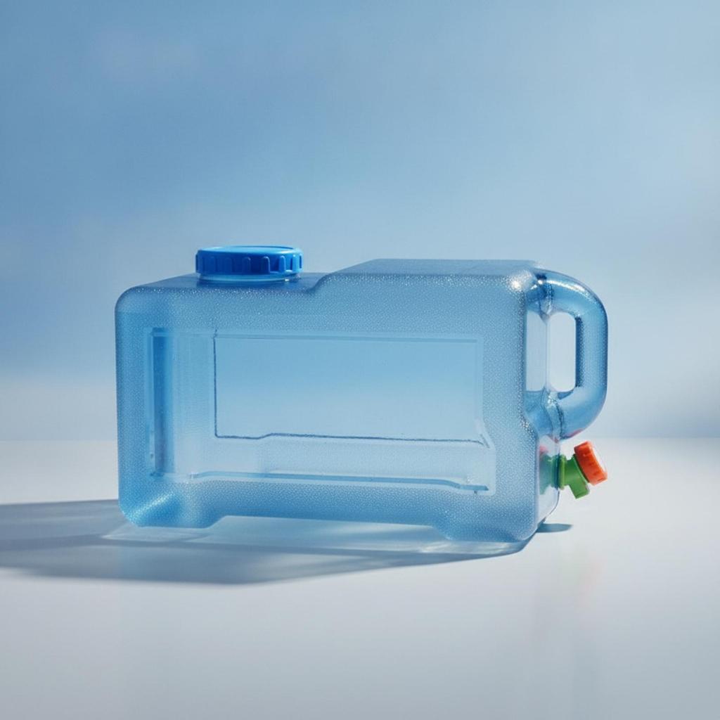 Water Container with Spigot Rectangular Faucet Easy to Carry for Campers,