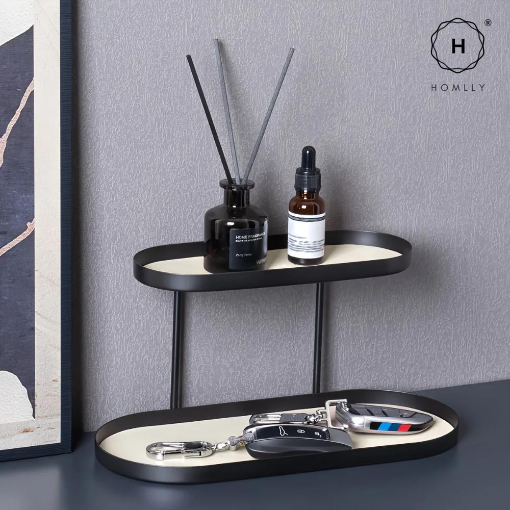 Homlly Lako Double Tier Desk Display Storage Tray Rack