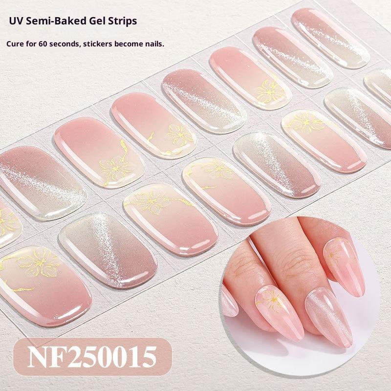 Új Csillámos Macskaszem Félig Kötött Gél Körömmatricák Gradiens Leopárdmintás Gél Körömművészeti Matricák