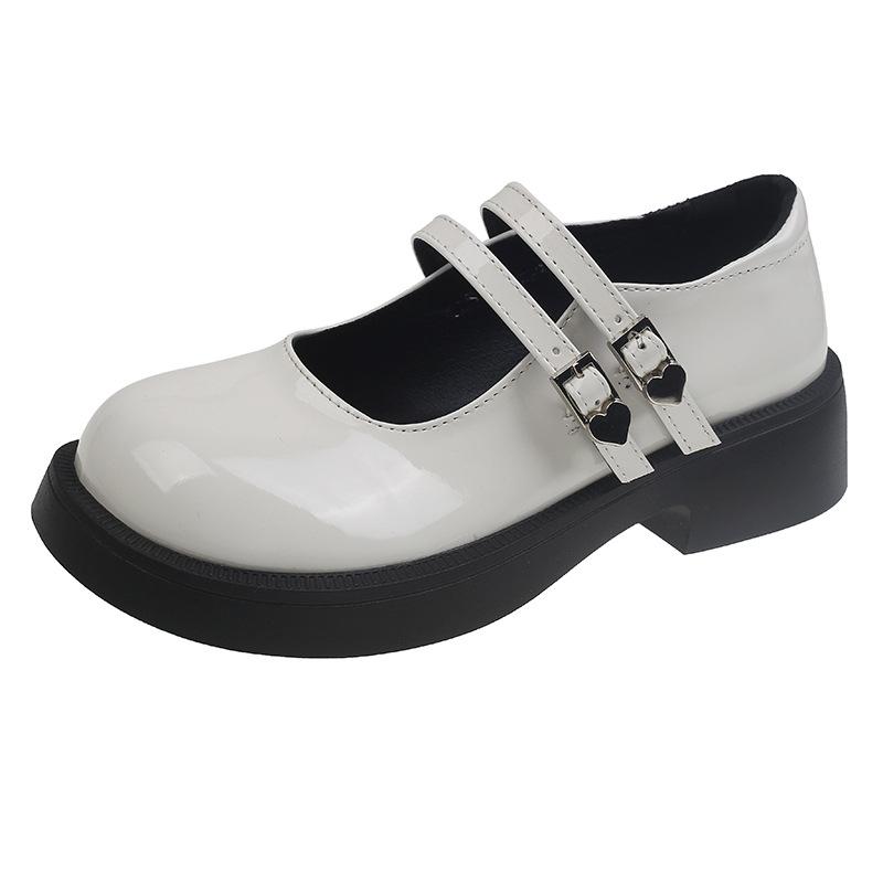 Fashion Versatile Black Thick Heel Platform Small Leather Women's Shoes New Spring and Autumn Mary Jane Single Shoes