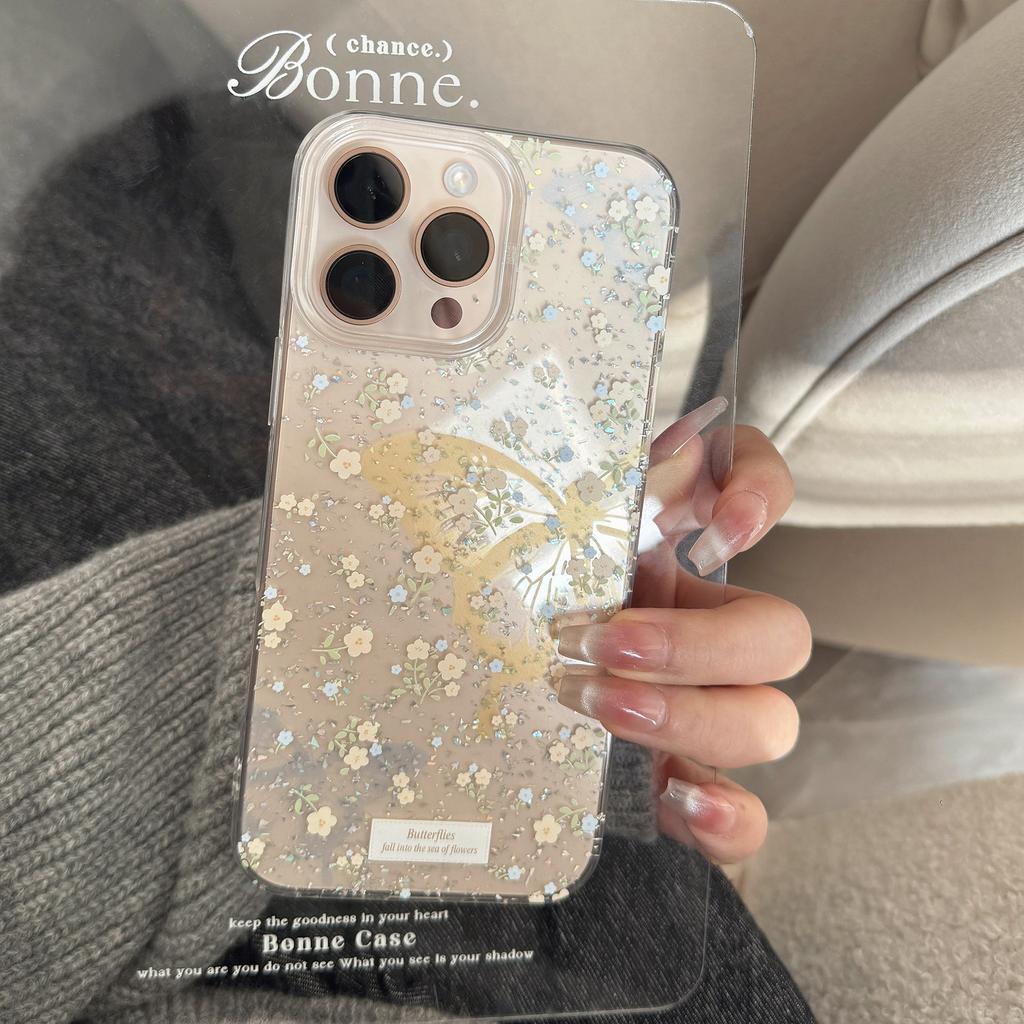 The Shining Butterfly Is Suitable for Apple 16promax Phone Cases. 17 Fresh Little Flowers Iphone14 Beautiful 11 Transparent