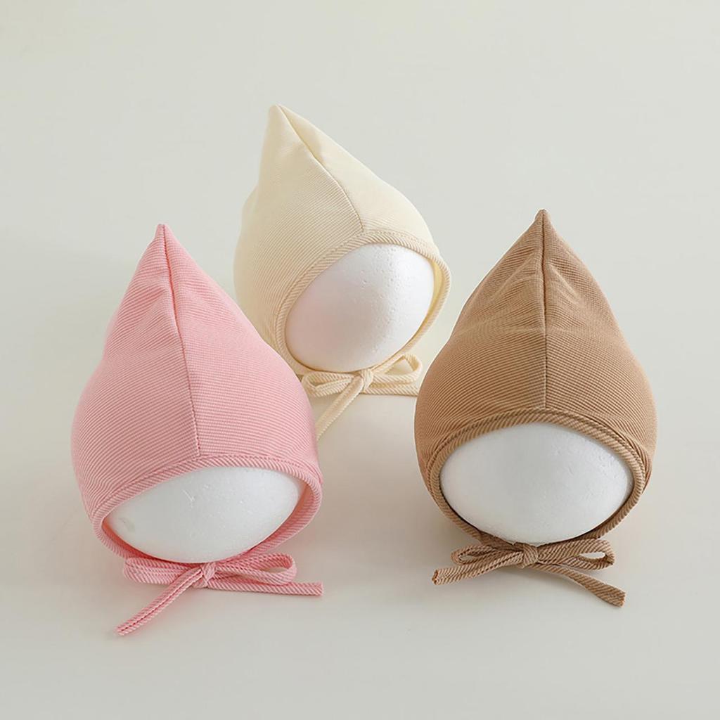 Solid Color Baby Ear Protection Cap Cute Cartoon Infant Princess Bonnet Spring Autumn Warm Cotton Lining Hat Kids