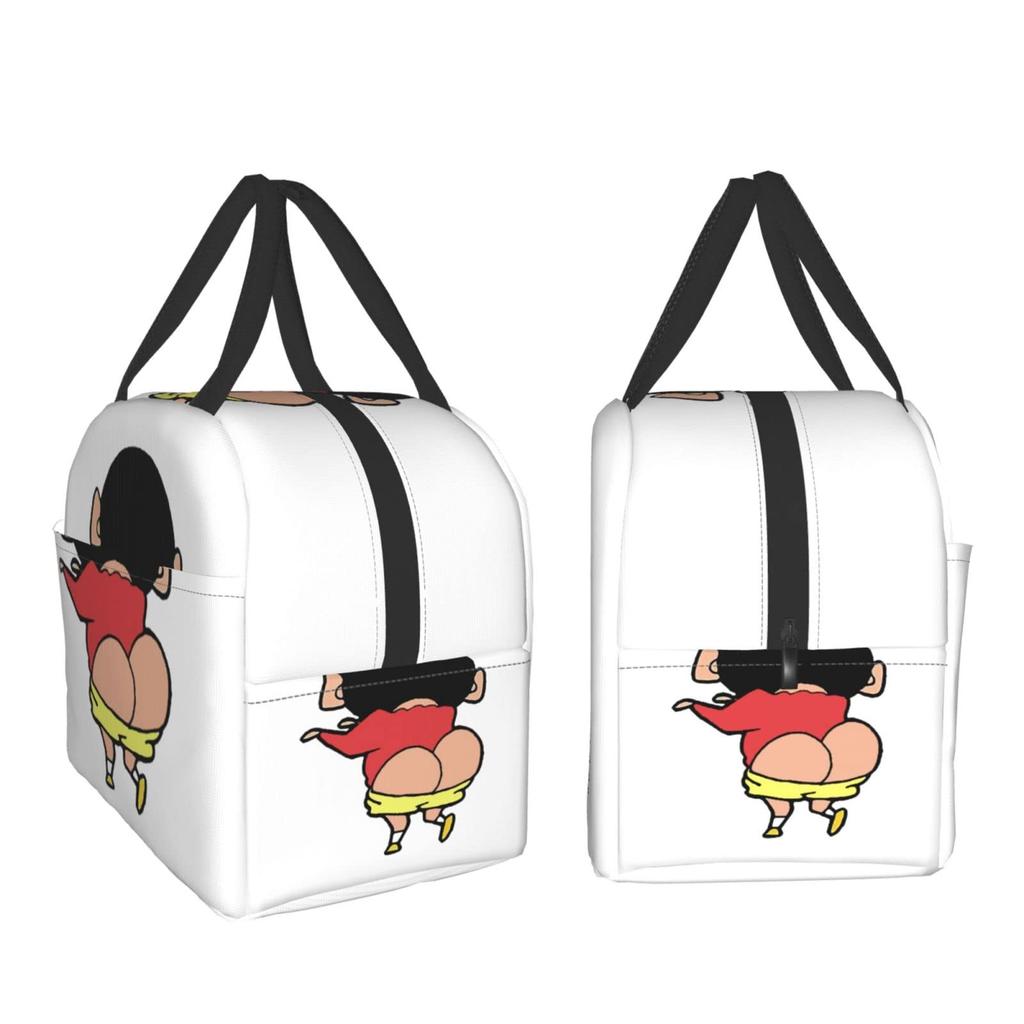 Crayon Insulated Lunch Bag with Clasp Bento Cooler Bag with Soft Cooler Bag Shin-chan Closure, Black, Box, Insulated, Zipper, Compact, Bag, Tote/Eco