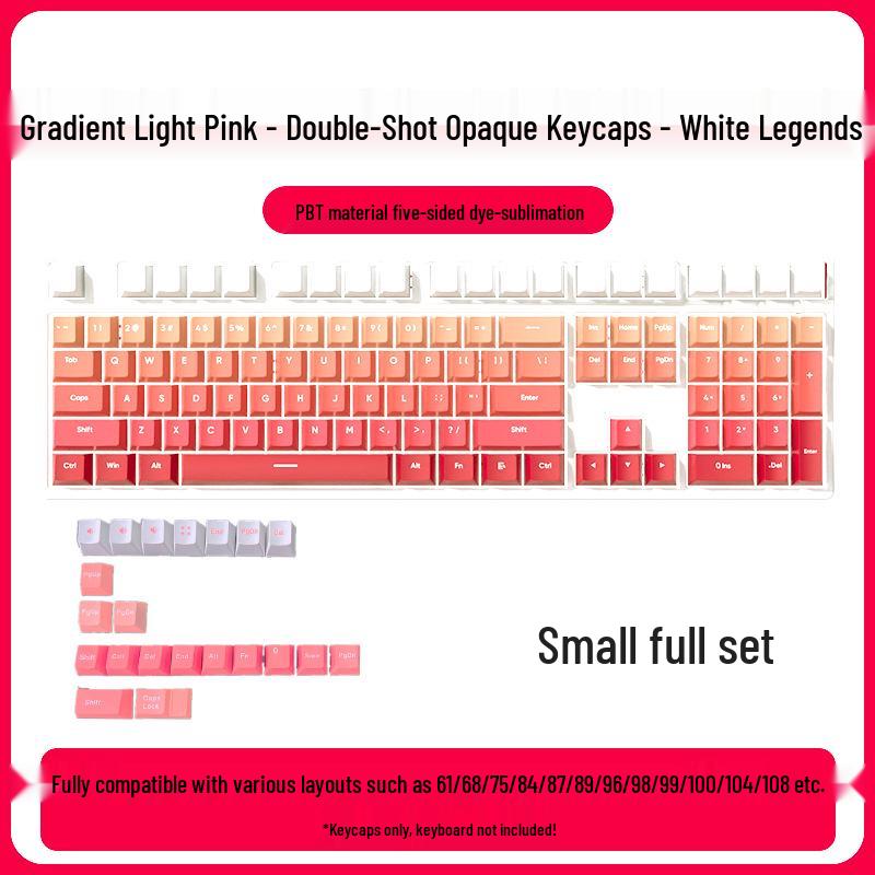 PBT Gradient Color Mechanical Keyboard Keycaps, Personalized Double Shot, Side Printed, Translucent, Five-Sided Dye Sublimation, Full Set