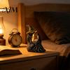 Decorative Pieces for Windowsill Luminous Witch & Raven Figurine with Mossy Tree Texture, Resin Gothic Creative Housewarming Gifts Statue LED