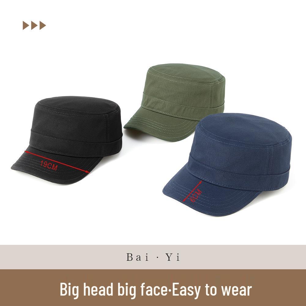 Cappello Piatto da Uomo Taglia Forte in Cotone - Berretto Militare Stile Coreano per Anziani, Versatile Protezione Solare da Esterno.