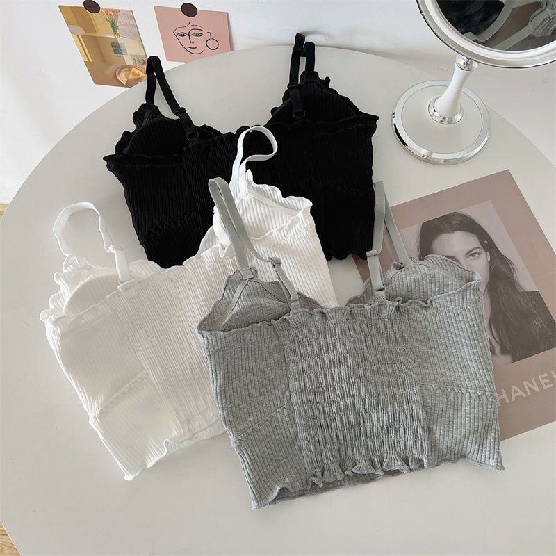 Backless Bra for Women, Push-Up Underwear Student Korean Style Sports Cami Camisole Tank Top Bustier Wire-Free