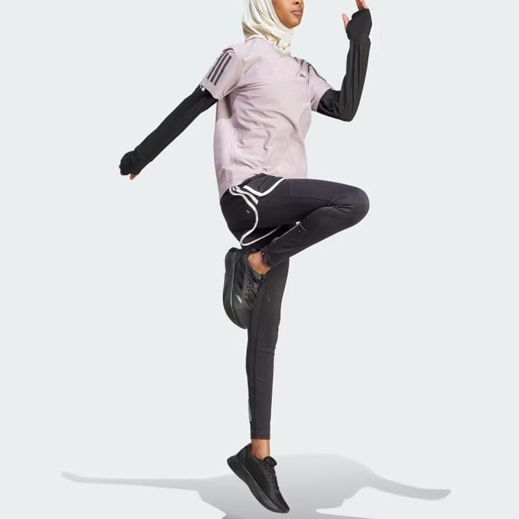 Adidas Three Stripe Crew Neck Short Sleeve T-Shirt Women Tops Purple IN1595