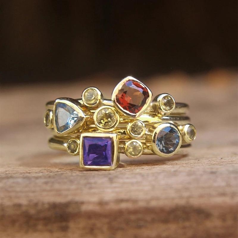 

CAOSHI Luxury Stylish Gold Color Finger Ring with Colorful Zirconia Crystal Stone Fashion Women Anniversary Party Accessories 6