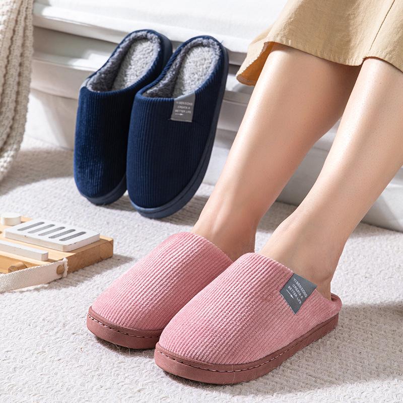 Women's Indoor Non-Slip Waterproof Winter Cotton Slippers, Warm EVA Comfort, Couple Pack with Men's Slippers