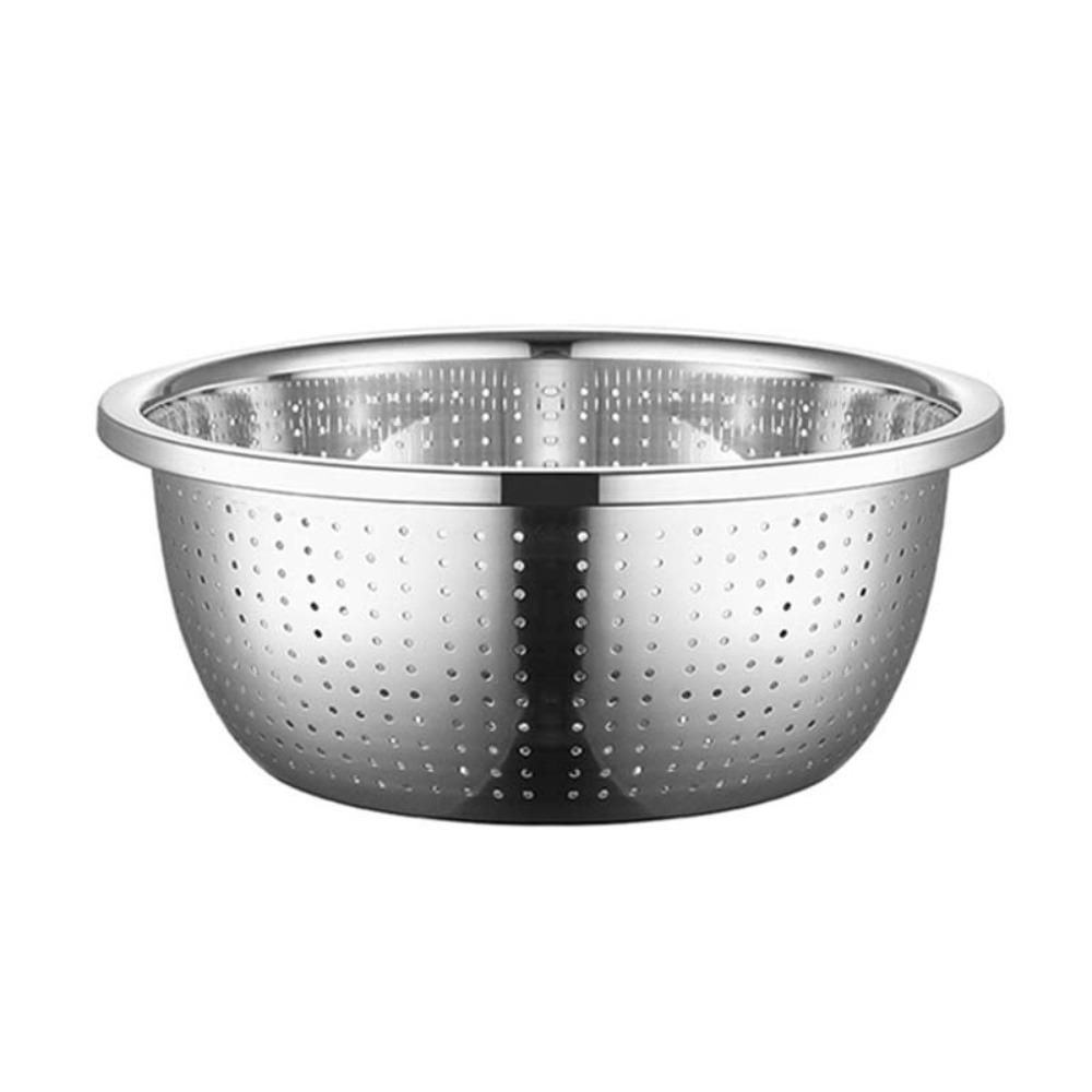 Multiple Drainage Holes Stainless Steel Drain Basket Widened Edge Drain Basin  Fruits