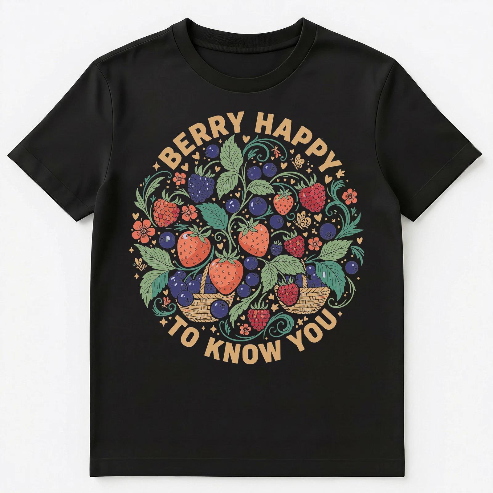 

Berry Happy To Know You Whimsical Art Design Unisex T-Shirt 4XL