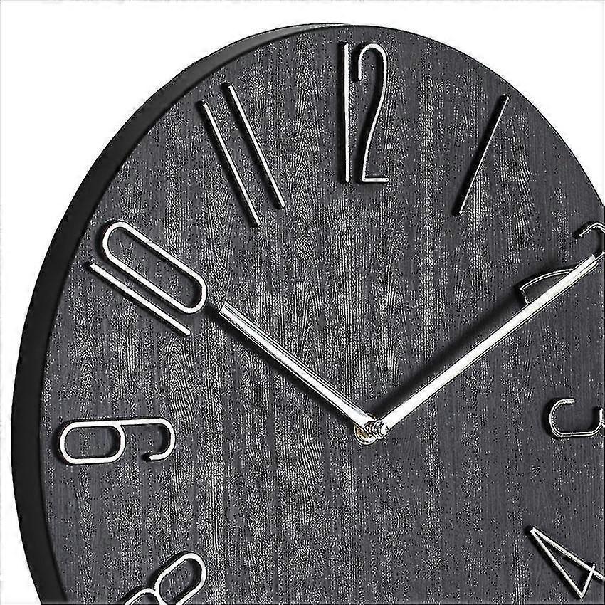 Simple Wall Clock 12 Inch Living Room Home Wall Clock Clock Watch Fashion Bedroom Wall Clock-black - Ri