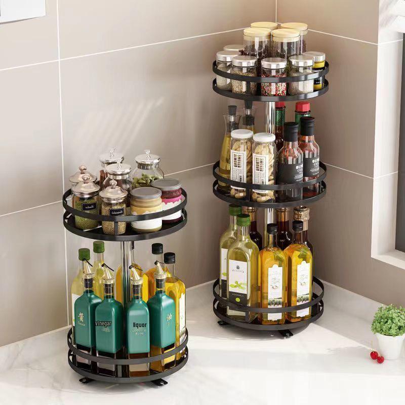 360° Rotating Kitchen Countertop Rack for Seasonings, Oils, and Condiments