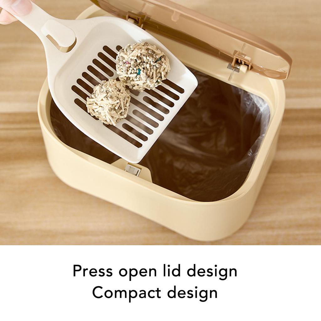 Cat Litter Trash Can with Press Type Lid Enclosed Design Compact Multipurpose Cat Waste Trash Can for Home