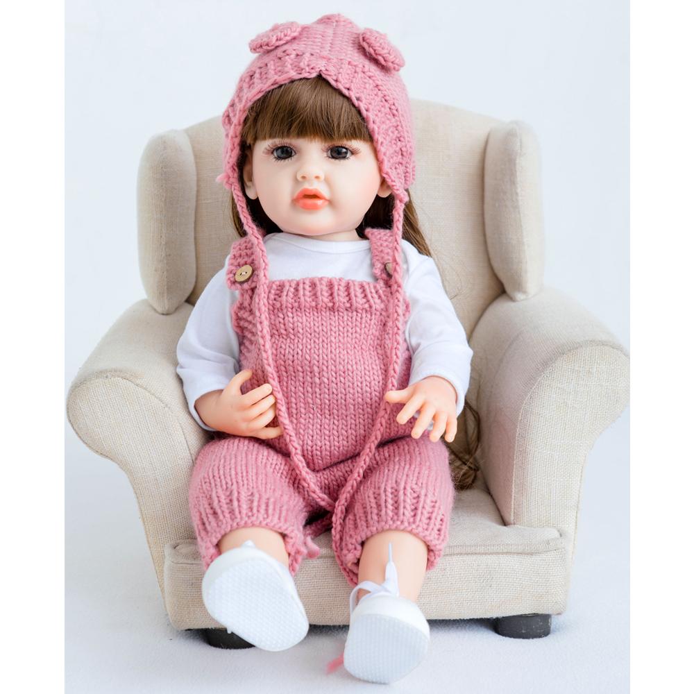 Braune Augen Reborn Baby Puppen Mädchen 55 cm Vollsilikon Vinyl Kann Betty Puppen baden Bebe Spielzeug KEIUMI Mode Geburtstag WEIHNACHTEN Geschenke