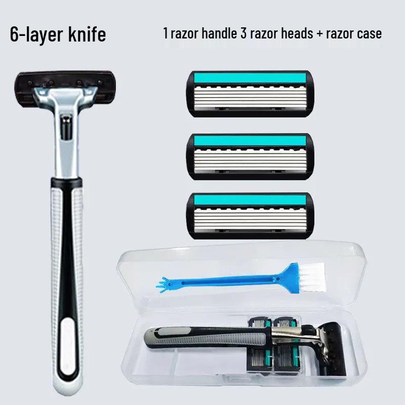 Gillette Six-Layer Manual Razor Blades for Beard Shaving - Old-Fashioned Shaving Style