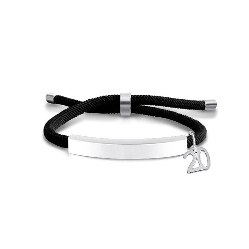 Multi-color Engravable Stainless Steel Bracelet with Number 16 Charm