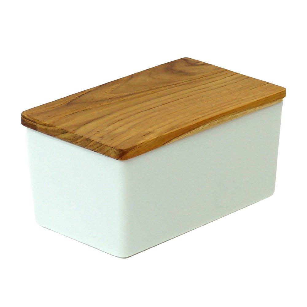 LOLO Butter Case 450g Wooden Lid White Porcelain Made In Japan