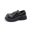 Children's Leather Shoes Thick Bottom Causal Girls Black School Shoes Round-toe Fashion Kids Versatile Princess Mary Jane Shoes