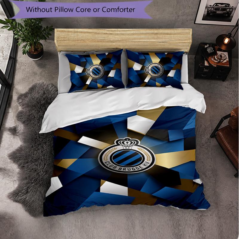 Biancheria da letto a tema Club Brugge FC Set 3 Pezzi Copripiumino Biancheria da letto Decorativa Per Camera Adolescenti Decorazione Casa