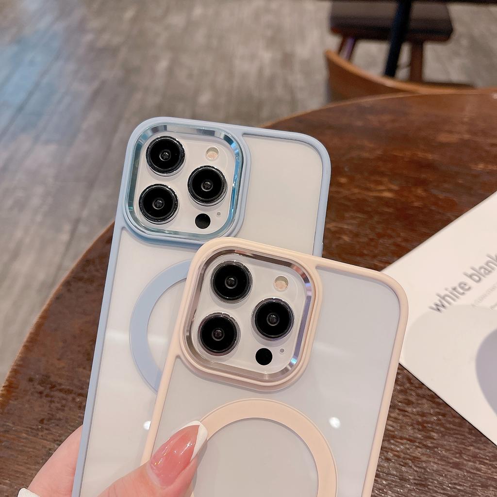 Magsafe pouzdro na telefon pro iPhone 14 12 11 13 Pro Max Clear Hard Pc Zadní silikonový nárazník Kovový kryt fotoaparátu