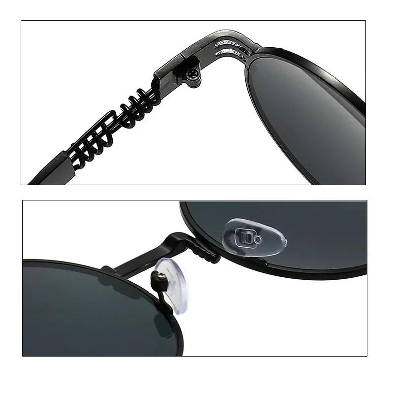 Gotyckie Czerwone Okulary Przeciwsłoneczne Steampunkowe Vintage Metalowe Okrągłe Okulary Przeciwsłoneczne UV400 dla Mężczyzn Kobiet Modna Marka Projektanta Lustrzane Okulary