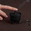 Industrial Style Ornament Vintage Tripod Incense Burner Holder with Lid, Cast Iron Burner, Metal Cauldron Black Matte Censer Censer, Cone Coil