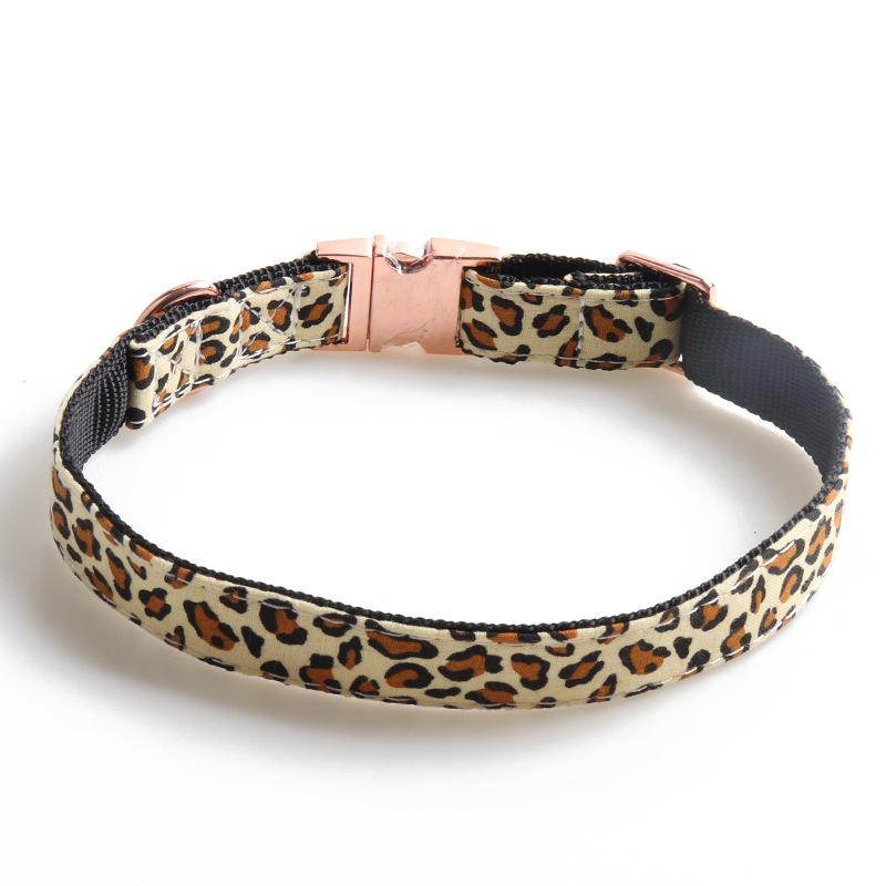 Haustier Leopardenmuster Roségold Metall Schnalle Schleife Hundehalsband