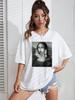 Women Cotton T-Shirts Funny Mona Lisa Printed Short sleeve Tee Comfortable Personality Loose Tops Summer Fashion Lady Clothes