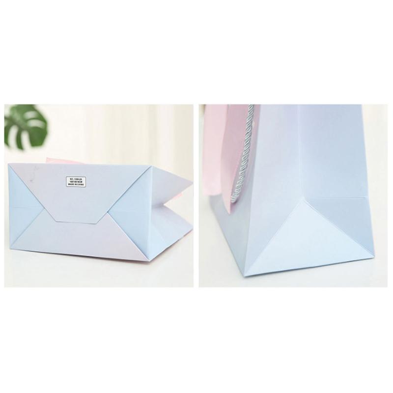 5Pcs Paper Gifts Bags With Bow Recyclable Birthday Wedding Handle Shopping Bags Present Clothing Cosmetic Jewelry Packaging Bags