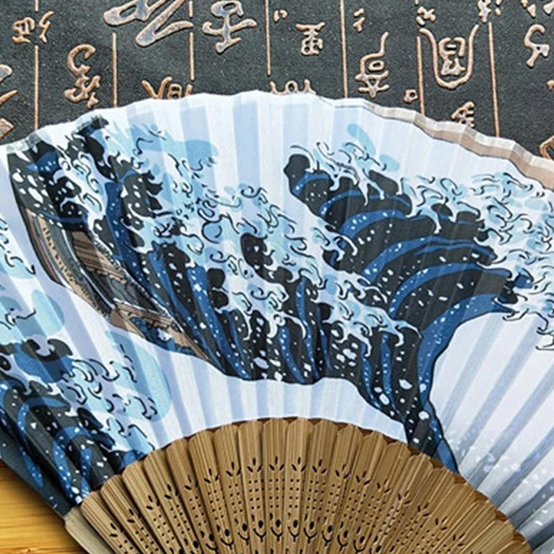 Vinatge Wave Fan Portable Folding Fan Pocket Fan For Wedding Party Decoration Dancing Performances Gifts