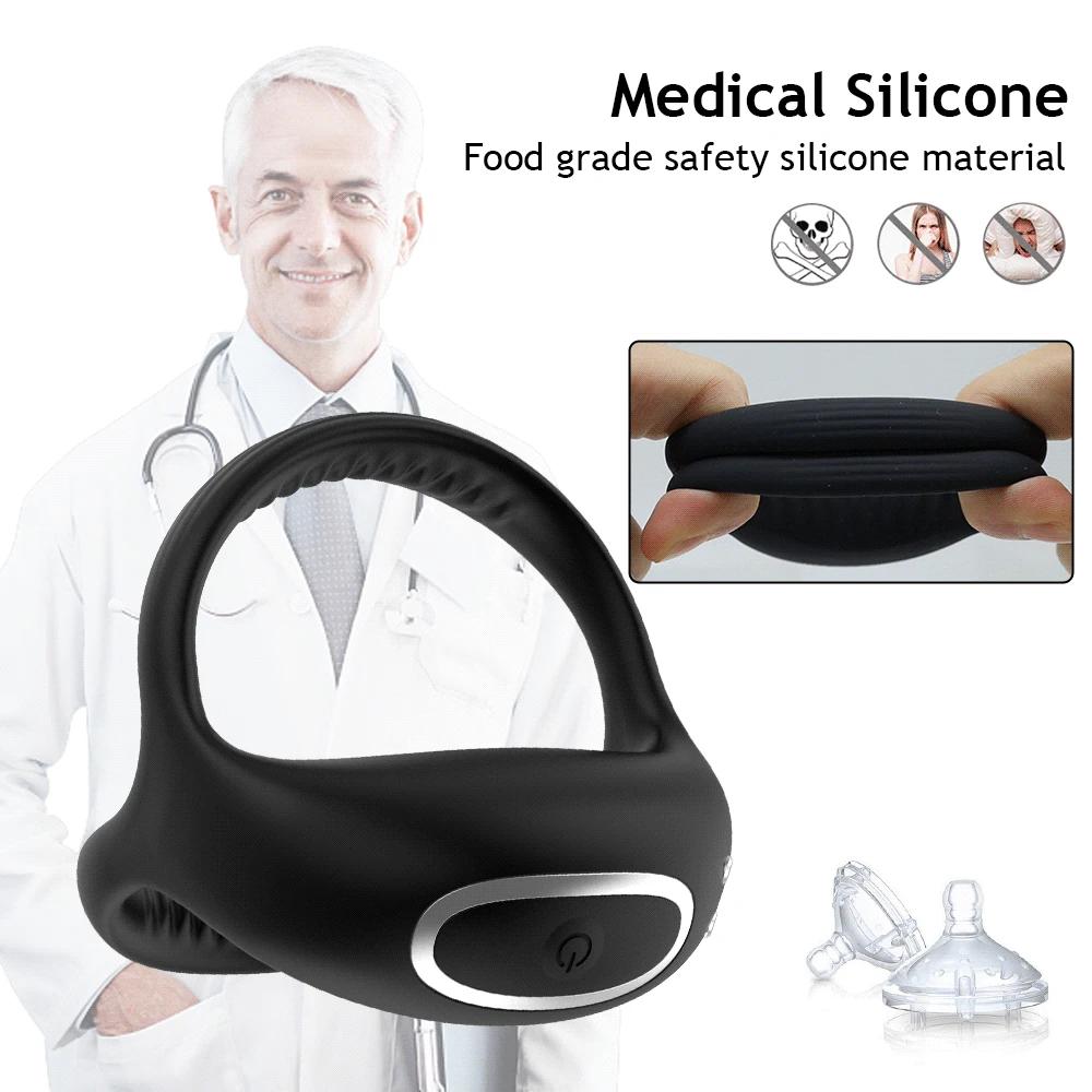 Vibrating Cock Ring for Men Silicone Penis Rings Intense Vibration Mens Vibrator Longer Harder Stronger Erection Adult Sex Toys