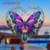 Purple Butterfly Heart-Shaped Painted Style Sunlight Catcher, Ideal Gift for Butterfly and Art Lovers, Valentine's Day Gift, Nurseries, Vintage Home D