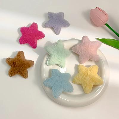 Modische Damen Haarspange mit pastellfarbenem Plüsch-Stern-Design für seitliche Ponypartie und Fransen Süßes und schickes Haaraccessoire