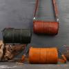 Einschultertasche Modisch Retro Große Kapazität Zylindrische Tasche Echtes Leder Ein Schulter Crossbody Tasche