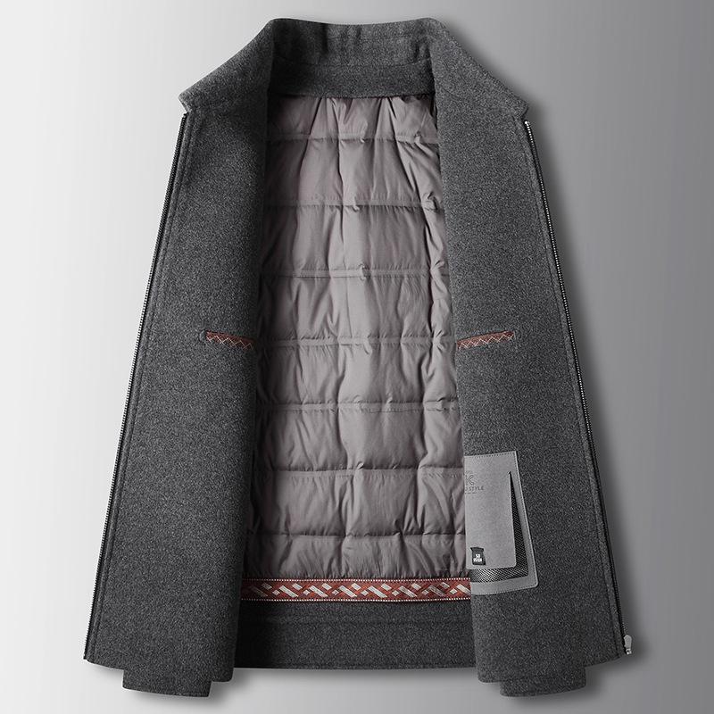 Autumn and Winter Wool Coat Lapel Zipper Version Take-off Down Liner Double-sided Woolen Business Jacket