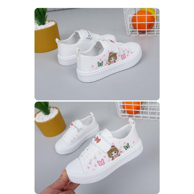 Fashion Children's Cartoon Canvas Girls Flat Casual Running Board Shoes