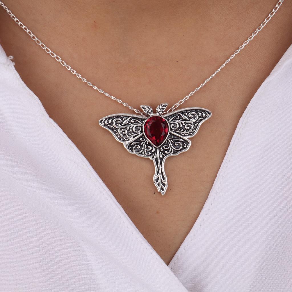 Pink Rubellite Gemstone 925 Sterling Silver Jewelry Chain Pendant  1.2" For Girl CP-31-6