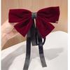 French Retro Red Velvet Oversized Bow Hair Clip for Women - Autumn/Winter Edition