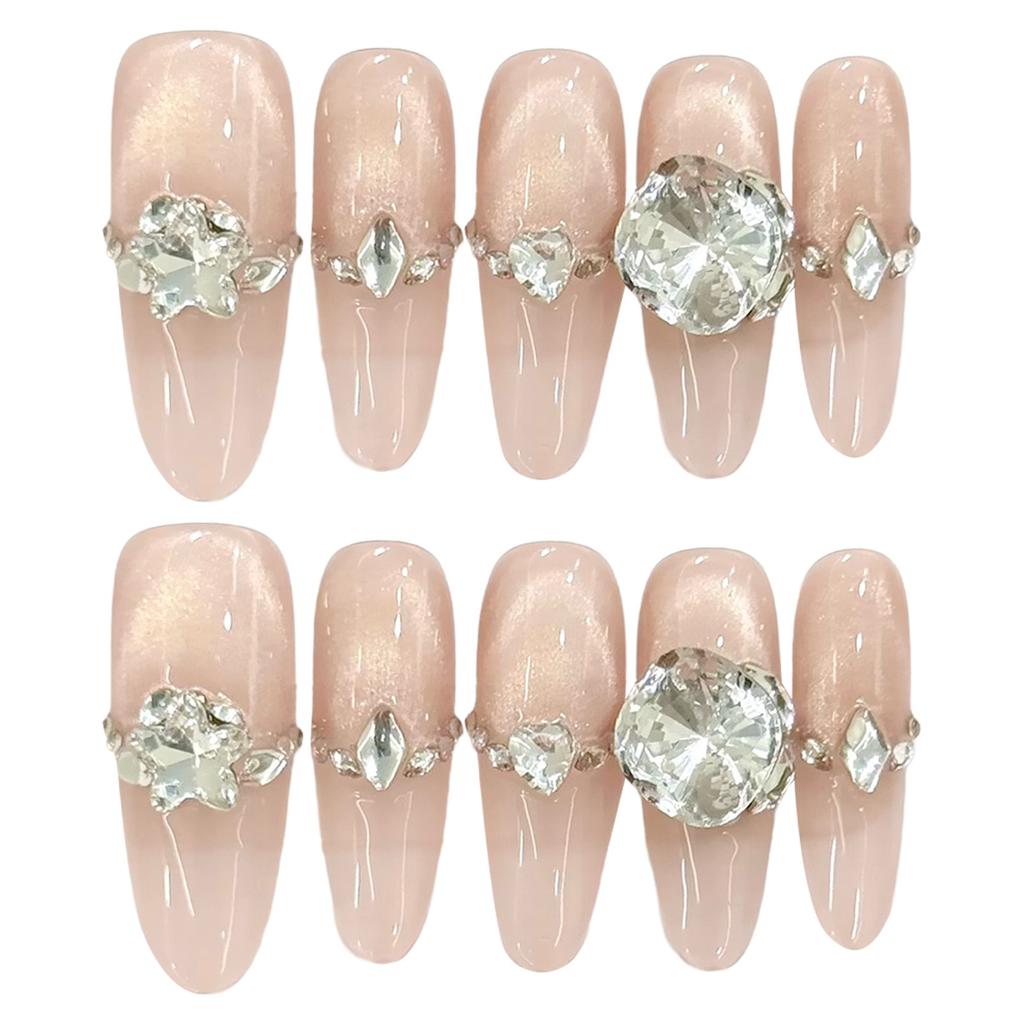 10pcs Women Artificial Nail Art Kit Luxury Cat Eye French Manicure Set for Wedding Party Women Manicure