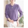 Fashionable Loose Base Casual and Versatile Pullover Round Neck Hollow Fashion Solid Color Sweater Knitted Long-sleeved Top