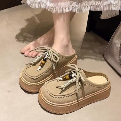 2025 Frühling und Herbst neue Mori Halbschuhe Damen tragen modische und bequeme faule Ein-Pedal-Taschenkopf-Leichtbrettschuhe